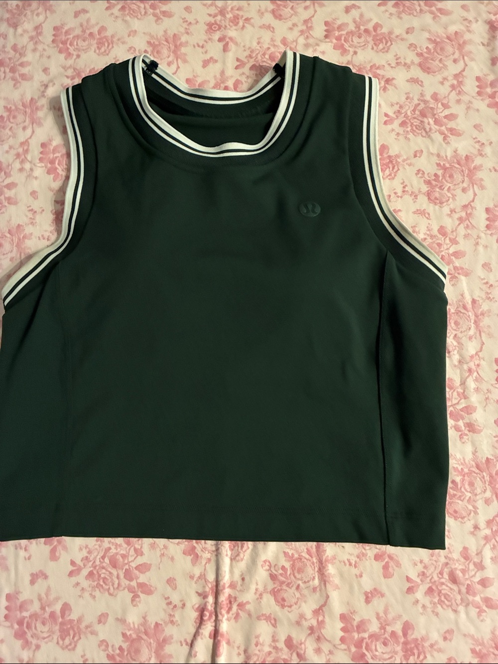 lululemon athletica Forest Green Tank Top with White Trim